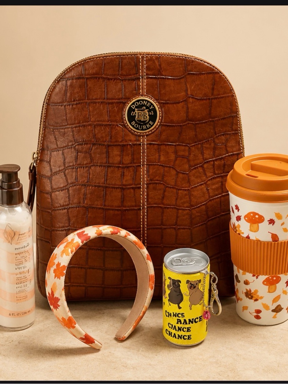 Dooney & Bourke Brown Croc-Embossed Leather Crossbody Bag & fall items excellent